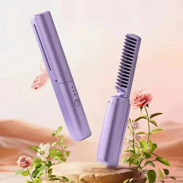 2-in-1 Hair Styling Brush, Straightener, Curler Comb | Negative Ion Heating – Rechargeable (random Color)              Product ID: 1854300 Product vendor