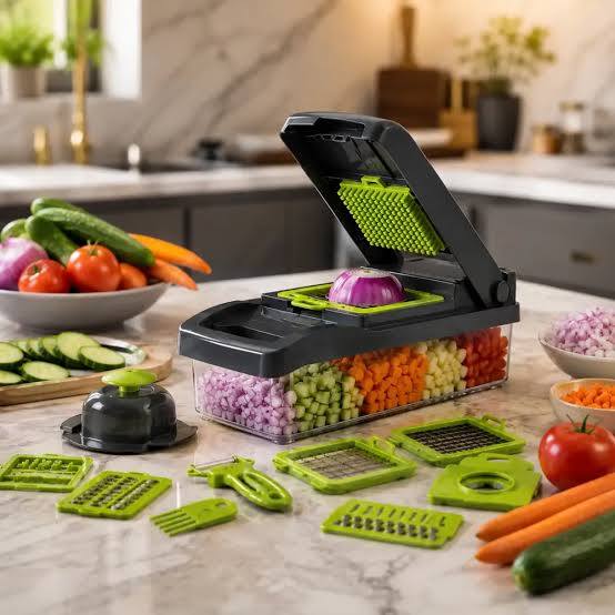 Multi-Functional Vegetable Chopper & Slicer Set – All-in-1 Kitchen Dicer with Container