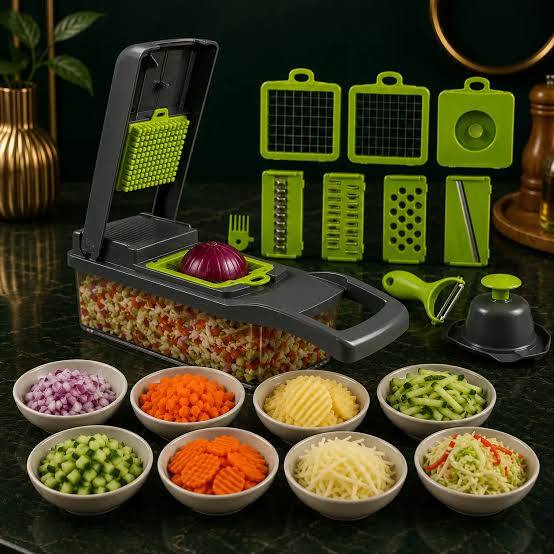 Multi-Functional Vegetable Chopper & Slicer Set – All-in-1 Kitchen Dicer with Container