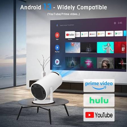 HY300 Style Mini Portable Smart LED Projector – 180° Rotating Outdoor & Home Theater Projector