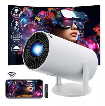 HY300 Style Mini Portable Smart LED Projector – 180° Rotating Outdoor & Home Theater Projector