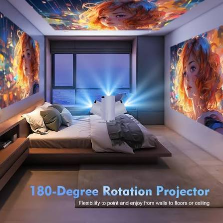 HY300 Style Mini Portable Smart LED Projector – 180° Rotating Outdoor & Home Theater Projector