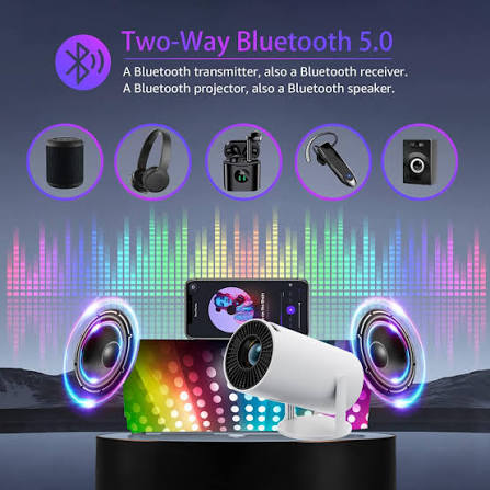 HY300 Style Mini Portable Smart LED Projector – 180° Rotating Outdoor & Home Theater Projector